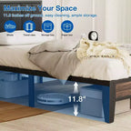 Telaio letto a piattaforma Lusimo Twin XL in metallo con testiera imbottita in tessuto, facile da montare