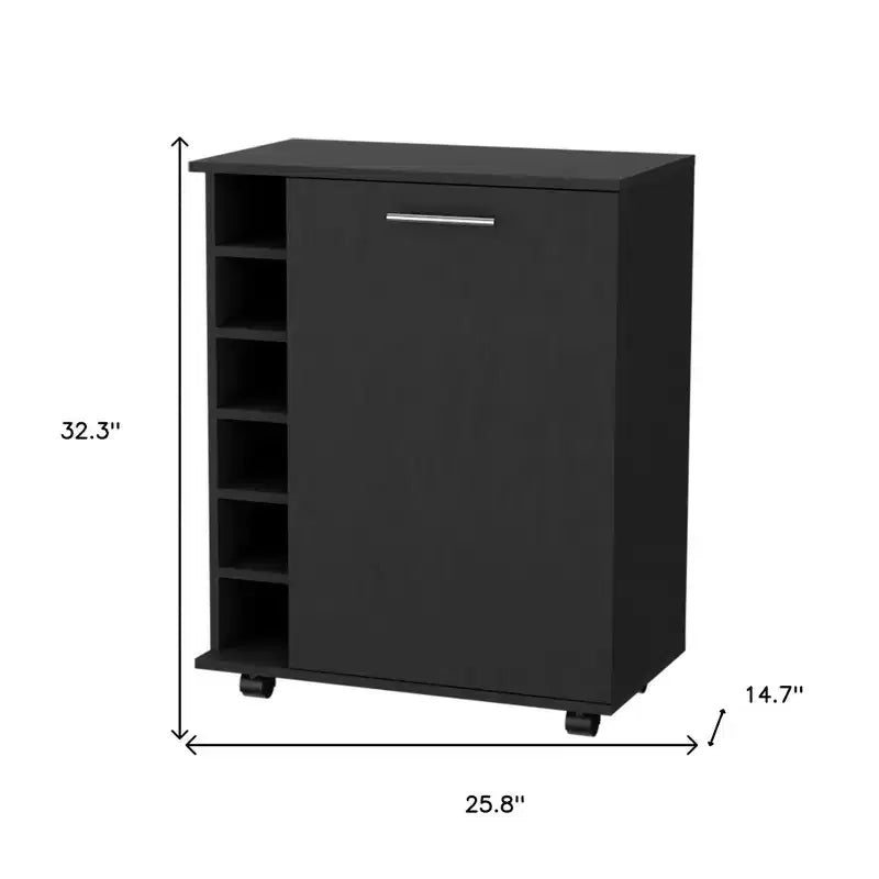 Carrello da Bar Nero con Ruote e Portabottiglie HomeRoots
