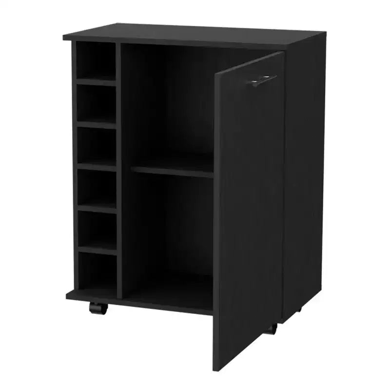 Carrello da Bar Nero con Ruote e Portabottiglie HomeRoots