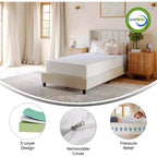 Materasso in memory foam Merrick Lane in scatola a 3 strati, con rivestimento lavabile, schiuma infusa al tè verde, gel rinfrescante e schiuma certificata CertiPUR-US