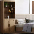 Karl Home Bookshelf 5 Tier Book Shelf Rattan Tall Bookcase with Doors Storage