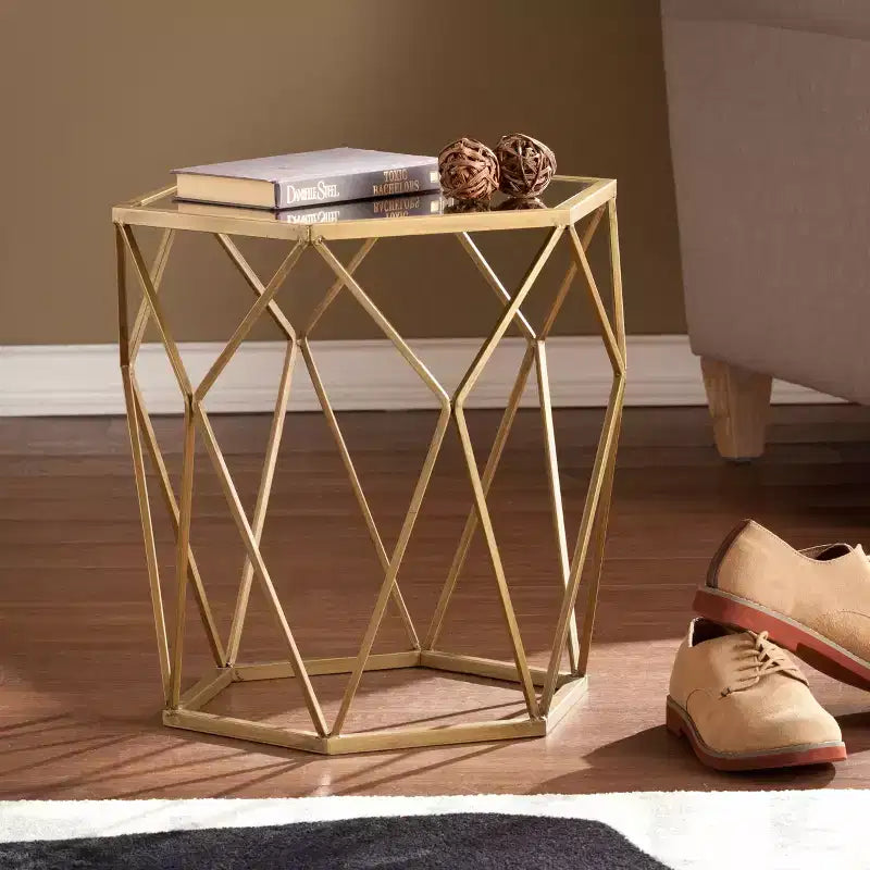 Tavolino d'appoggio Joelle Geometrico - Oro - SEI