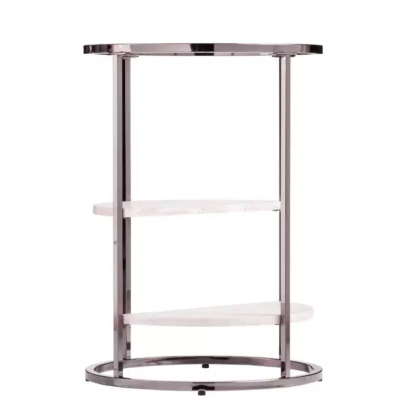 Tavolino rotondo Ledermore con finta pietra - Nero - SEI
