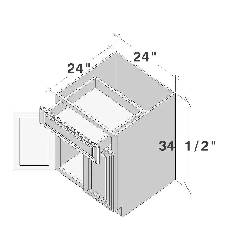 Mobile base da cucina CASAINC 24" L x 34,5" H x 24" P con cassetto e doppie ante, struttura in compensato, anta a copertura totale, chiusura ammortizzata, RTA