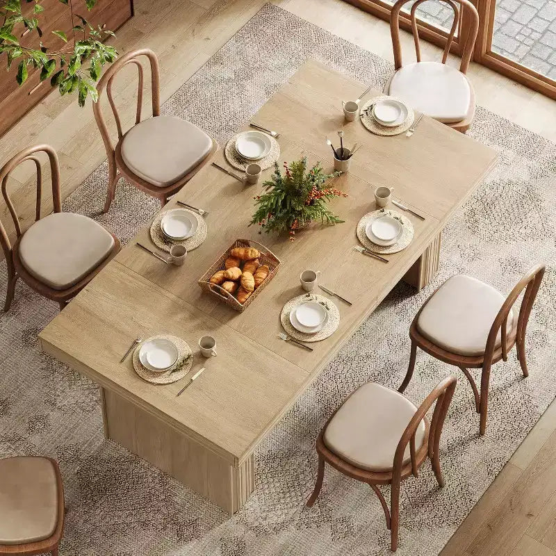Moderno Tavolo da Pranzo 63" per 6, Tavolo da Cucina con Motivo Scanalato per Sala da Pranzo, Salotto