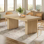 Moderno Tavolo da Pranzo 63" per 6, Tavolo da Cucina con Motivo Scanalato per Sala da Pranzo, Salotto