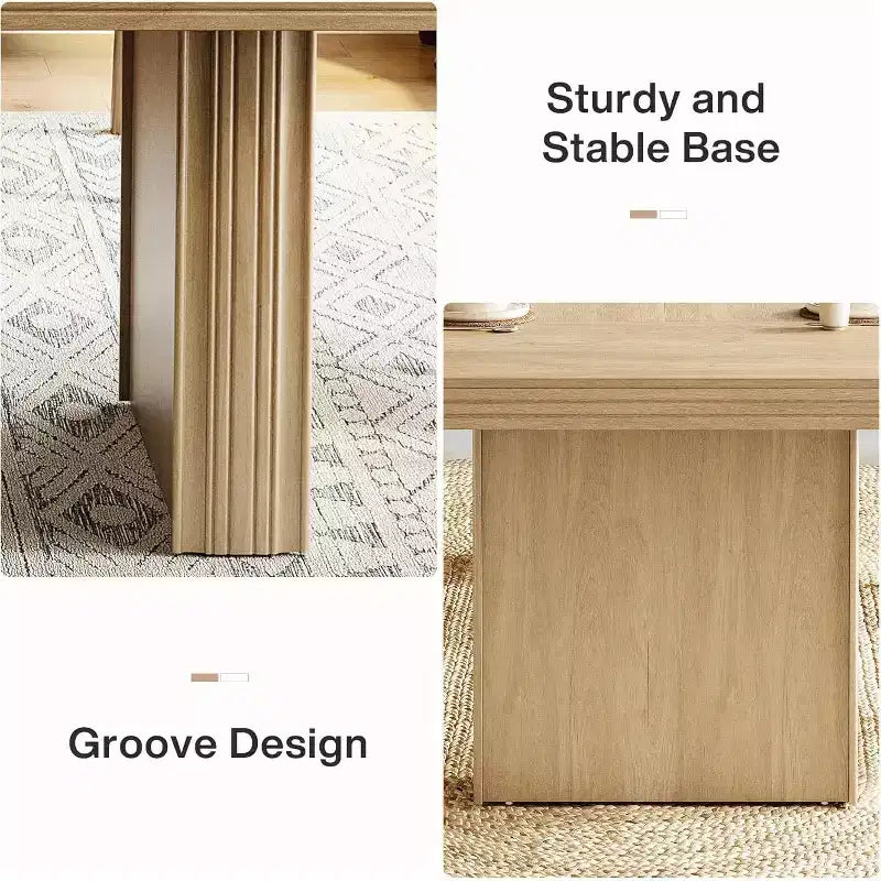 Moderno Tavolo da Pranzo 63" per 6, Tavolo da Cucina con Motivo Scanalato per Sala da Pranzo, Salotto