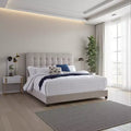 Roya Hampton Queen Size Platform Bed | Deep Button Tufted Upholstery | Low Profile