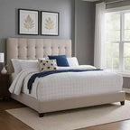 Letto a piattaforma Queen Size Roya Hampton | Rivestimento trapuntato con bottoni profondi | Profilo basso