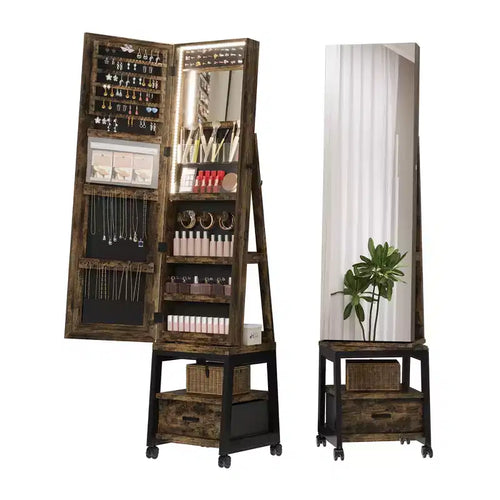 66 Full Length Mirror Jewelry Cabinet with LED Lights