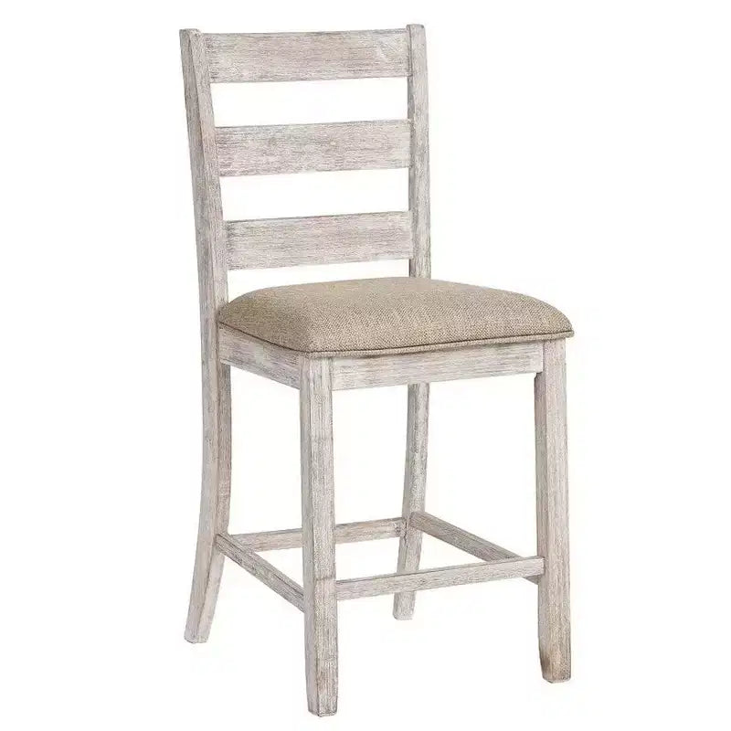 Sgabello da bar Royal Hampton (set da 2) | Sedili imbottiti e schienale a pioli | Bicolore bianco anticato e marrone