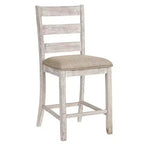 Sgabello da bar Royal Hampton (set da 2) | Sedili imbottiti e schienale a pioli | Bicolore bianco anticato e marrone