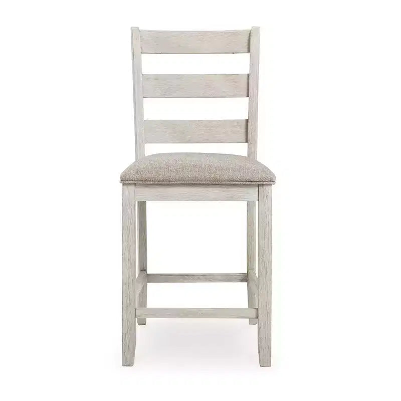 Sgabello da bar Royal Hampton (set da 2) | Sedili imbottiti e schienale a pioli | Bicolore bianco anticato e marrone
