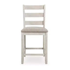 Sgabello da bar Royal Hampton (set da 2) | Sedili imbottiti e schienale a pioli | Bicolore bianco anticato e marrone