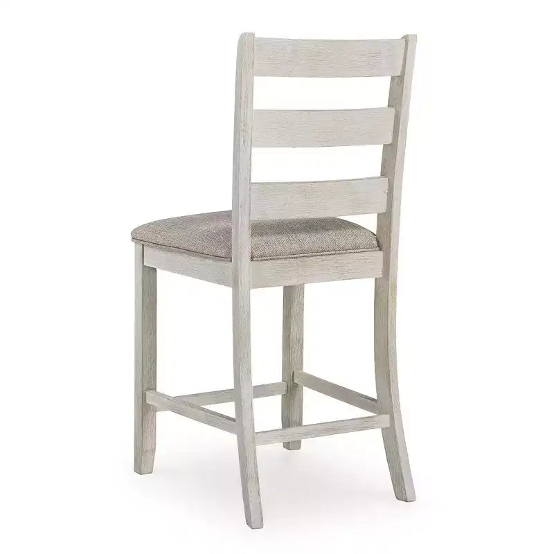 Sgabello da bar Royal Hampton (set da 2) | Sedili imbottiti e schienale a pioli | Bicolore bianco anticato e marrone