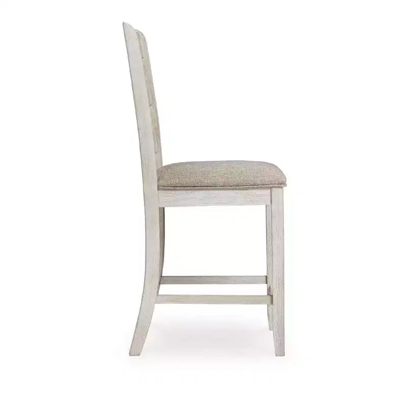 Sgabello da bar Royal Hampton (set da 2) | Sedili imbottiti e schienale a pioli | Bicolore bianco anticato e marrone