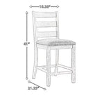 Sgabello da bar Royal Hampton (set da 2) | Sedili imbottiti e schienale a pioli | Bicolore bianco anticato e marrone