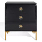 Lucian 3-Drawer Nightstand - SFV3559 - Black/Brass - Safavieh Couture