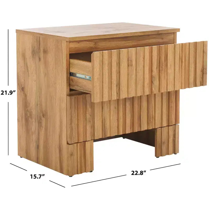 Comodino Conall a 2 cassetti - NST3103 - Rovere - Safavieh