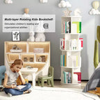 Libreria rotante a 4 ripiani con rotazione a 360°, scaffale angolare in legno per bambini e adulti, salvaspazio per camera da letto e soggiorno