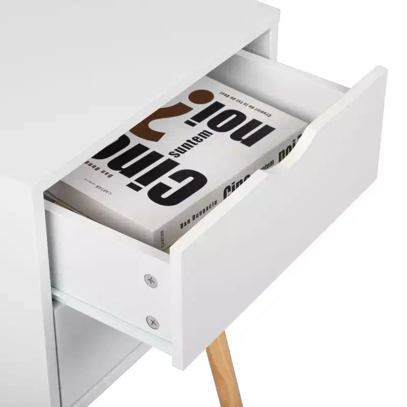Karl Home Comodini bianchi in MDF a 2 cassetti, larghi 40 cm - Set di 2