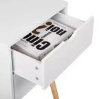 Karl Home Comodini bianchi in MDF a 2 cassetti, larghi 40 cm - Set di 2