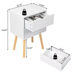 Karl Home Comodini bianchi in MDF a 2 cassetti, larghi 40 cm - Set di 2