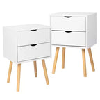 Karl Home Comodini bianchi in MDF a 2 cassetti, larghi 40 cm - Set di 2