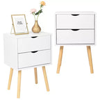 Karl Home Comodini bianchi in MDF a 2 cassetti, larghi 40 cm - Set di 2