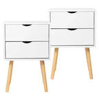Karl Home Comodini bianchi in MDF a 2 cassetti, larghi 40 cm - Set di 2