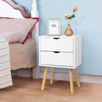 Karl Home Comodini bianchi in MDF a 2 cassetti, larghi 40 cm - Set di 2