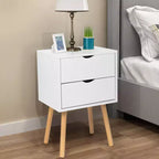 Karl Home Comodini bianchi in MDF a 2 cassetti, larghi 40 cm - Set di 2