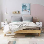 Karl Home Comodini bianchi in MDF a 2 cassetti, larghi 40 cm - Set di 2