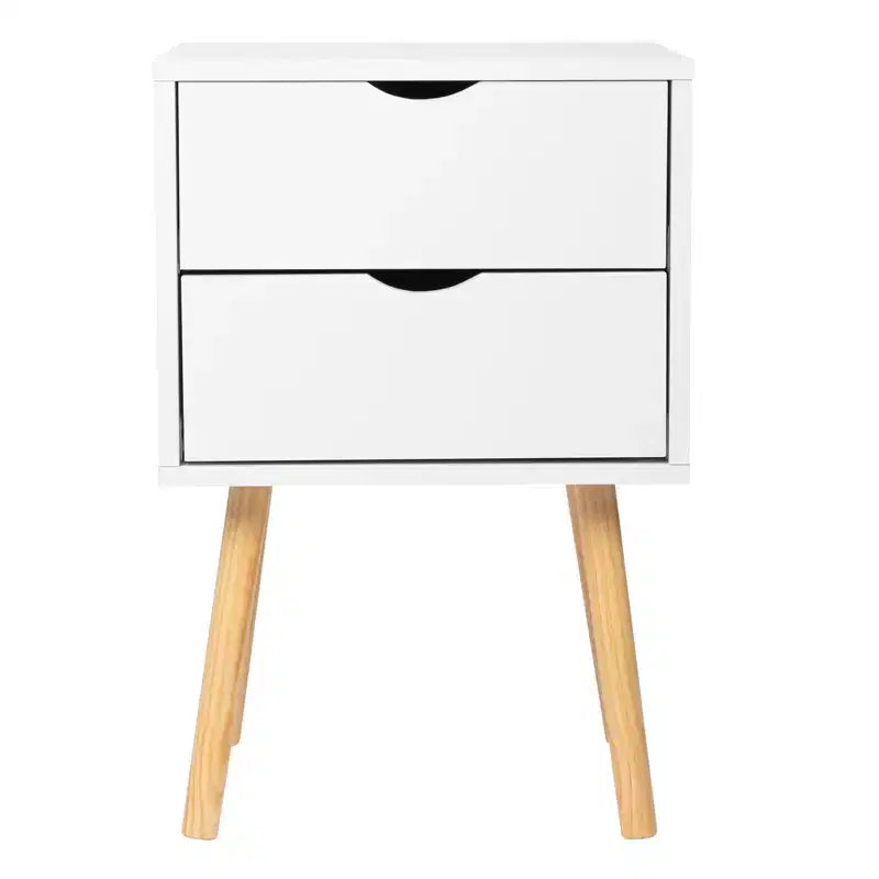 Karl Home Comodini bianchi in MDF a 2 cassetti, larghi 40 cm - Set di 2