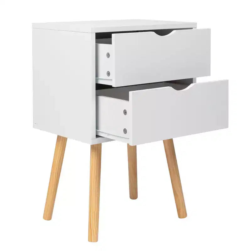 Karl Home Comodini bianchi in MDF a 2 cassetti, larghi 40 cm - Set di 2