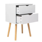 Karl Home Comodini bianchi in MDF a 2 cassetti, larghi 40 cm - Set di 2