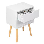 Karl Home Comodini bianchi in MDF a 2 cassetti, larghi 40 cm - Set di 2