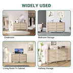 Cassettiera a 6 cassetti / 8 cassetti, cassettiera in rattan naturale, cassettiera in legno stile rustico con maniglie dorate per soggiorno, ingresso, corridoio