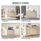 Cassettiera a 6 cassetti / 8 cassetti, cassettiera in rattan naturale, cassettiera in legno stile rustico con maniglie dorate per soggiorno, ingresso, corridoio