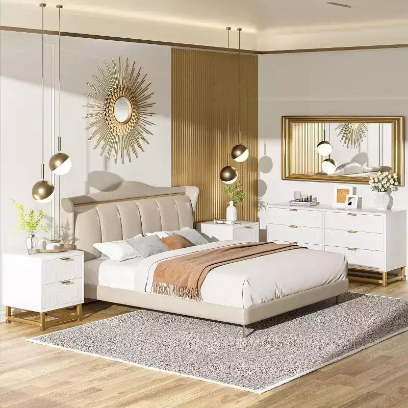 Zstar Camera da Letto Toeletta, Toeletta con Sei Cassetti e Gambe in Metallo
