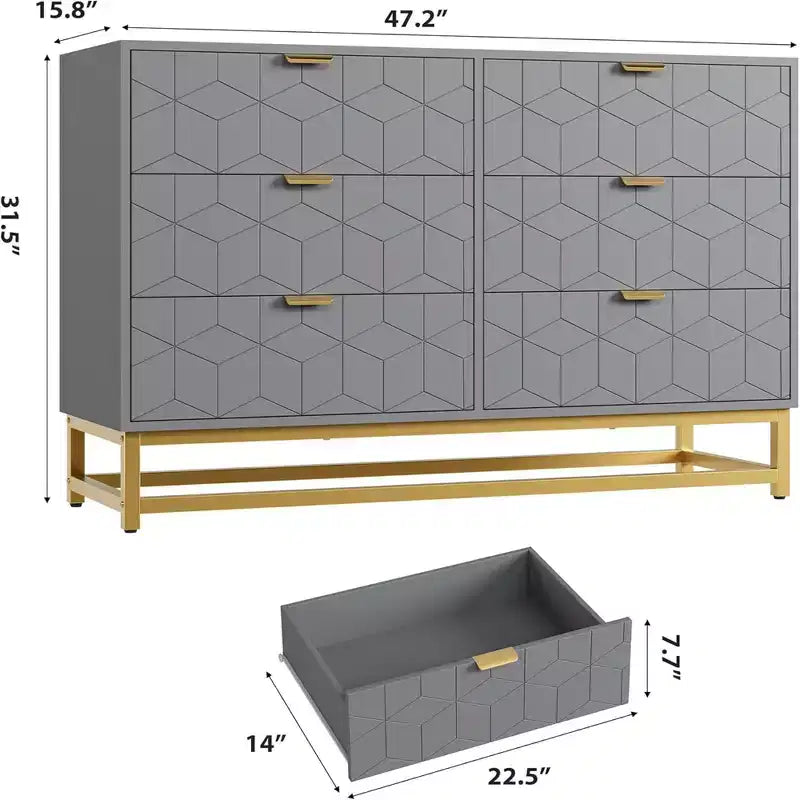 Zstar Camera da Letto Toeletta, Toeletta con Sei Cassetti e Gambe in Metallo