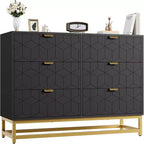 Zstar Bedroom Dressing Table, Six Drawer Metal Leg Dressing Table