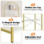 Libreria a 5 Ripiani con Arco, Scaffale Espositivo Alto, Struttura in Metallo, Moderna Unità di Stoccaggio, Grande Scaffale in Legno