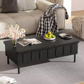 Lift-Top Coffee Table with 2 Drawers, Modern Cocktail Table Sofa Side Table Storage Center Table with Foldable Top, White/Black - ModernLuxe
