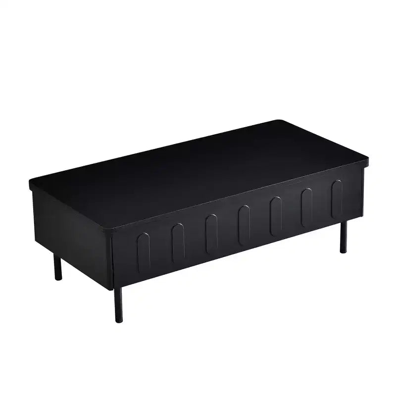 Tavolino da caffè con piano sollevabile e 2 cassetti, tavolino moderno da salotto/divano con piano pieghevole, bianco/nero - ModernLuxe