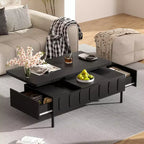 Tavolino da caffè con piano sollevabile e 2 cassetti, tavolino moderno da salotto/divano con piano pieghevole, bianco/nero - ModernLuxe