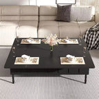 Tavolino da caffè con piano sollevabile e 2 cassetti, tavolino moderno da salotto/divano con piano pieghevole, bianco/nero - ModernLuxe