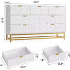 Cassettiera Camera da Letto 53.5 Ampia Cassettiera Organizer a 7 Cassetti con Maniglia, Gambe in Metallo Dorato