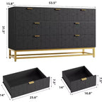 Cassettiera Camera da Letto 53.5 Ampia Cassettiera Organizer a 7 Cassetti con Maniglia, Gambe in Metallo Dorato