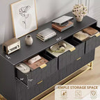 Cassettiera Camera da Letto 53.5 Ampia Cassettiera Organizer a 7 Cassetti con Maniglia, Gambe in Metallo Dorato